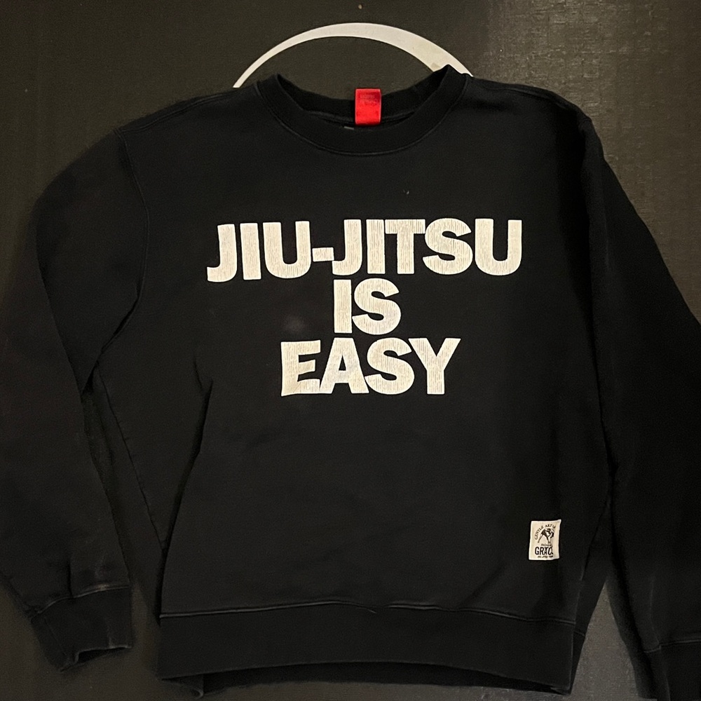 Gracie BJJ Black Crewneck Sweater with Bold Print